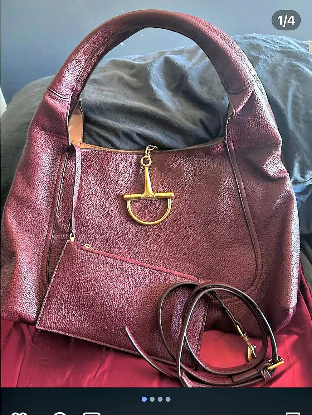 Gucci Horsebit Hobo Shoulder Bag Burgundy